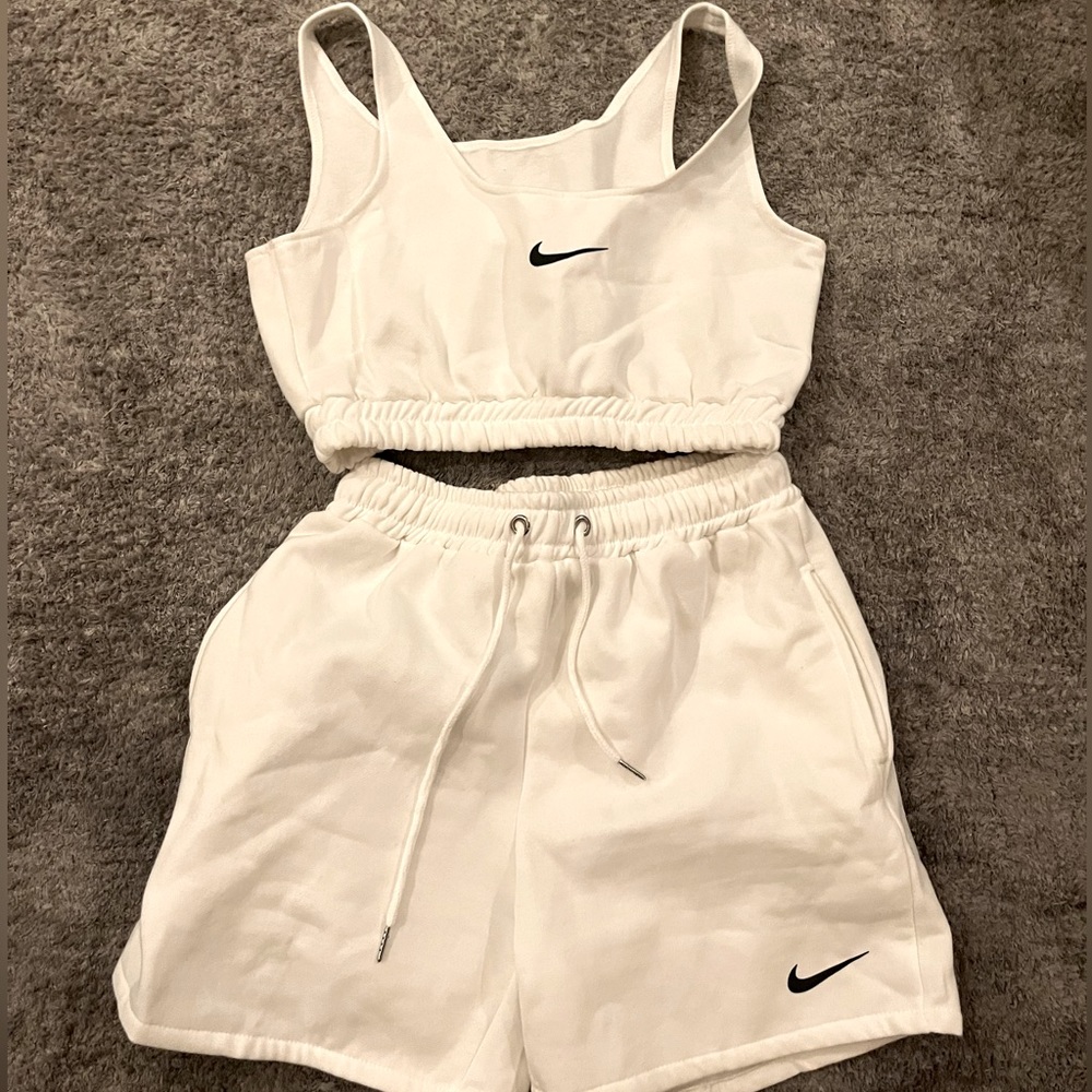 White Nike Shorts and Bra set. Size M